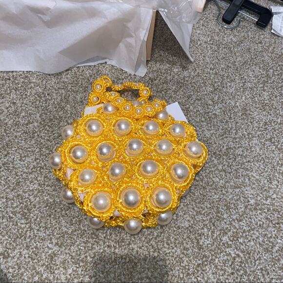 ALAMEDA TURQUESA Hana Woven Pearl Handbag Bag Yellow Handmade Portugal - Picture 2 of 9